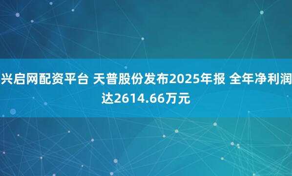 兴启网配资平台 天普股份发布2025年报 全年净利润达2614.66万元